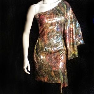 Jovani sequence dress size 2 dramatic one shoulder